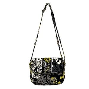 VERA BRADLEY Baroque Retired Cross body purse yellow black white Flap Adjustable
